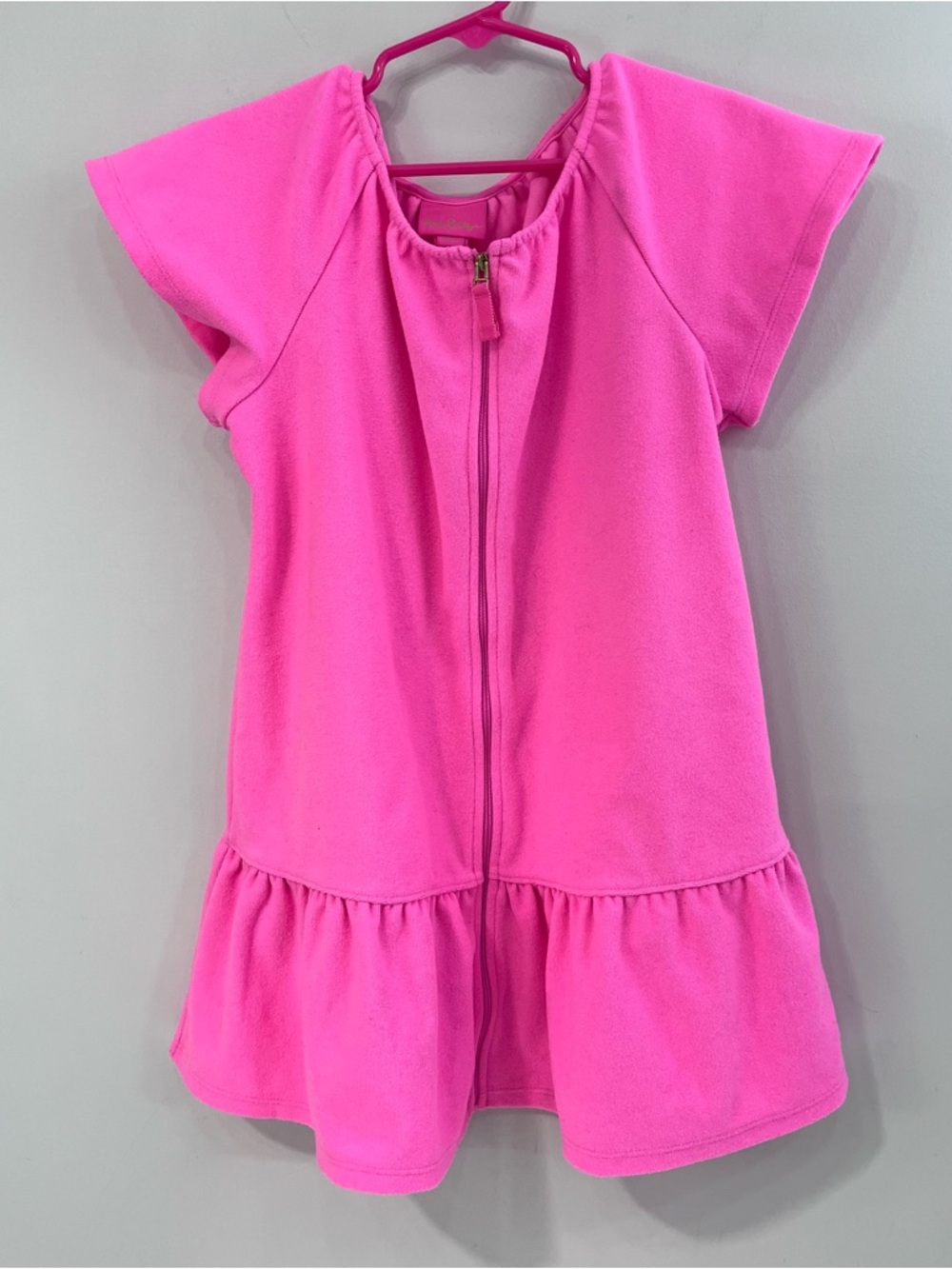 Lilly Pulitzer Cover Up Girls M 6-7 Hot Pink Illiana Terry Cloth Beachy Full Zip